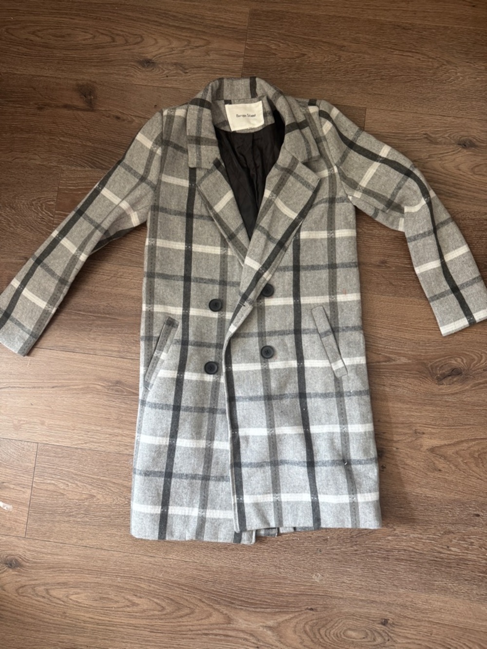 Plaid Double-Breasted Coat – New with Tag (Fits XS)